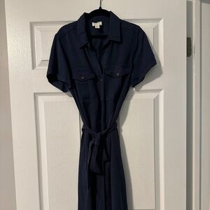 Navy blue belted shirtdress size S